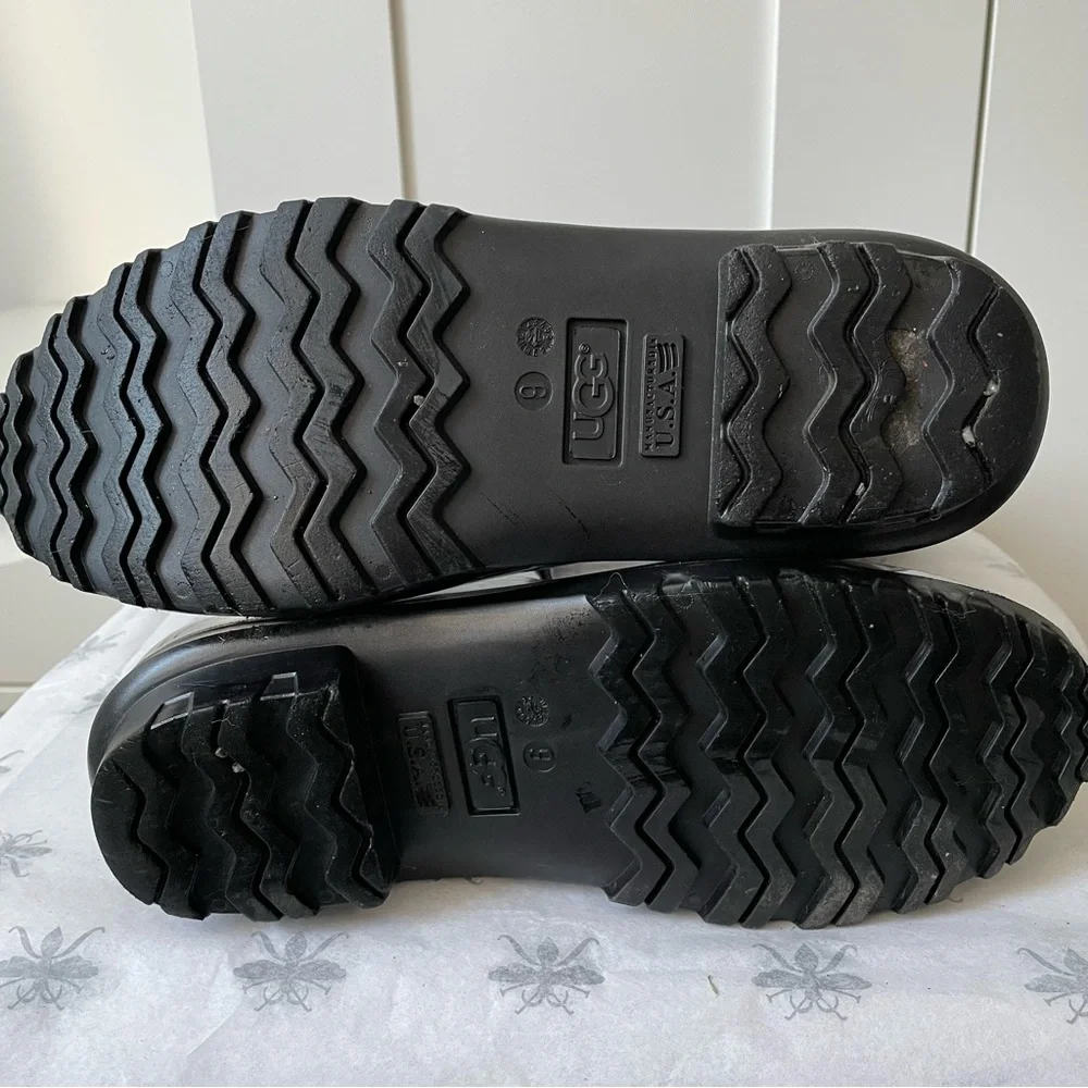 UGG Tall Black Rain Boots Sz. 9 - Picture 3 of 5